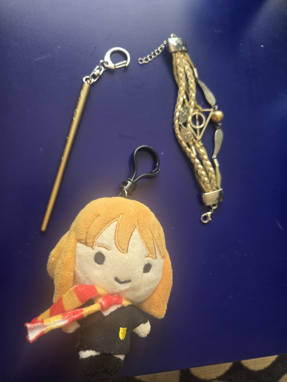 Harry Potter Wand Keychain, Hermine Granger Plush Keychain,  &Deathly Hallows Br